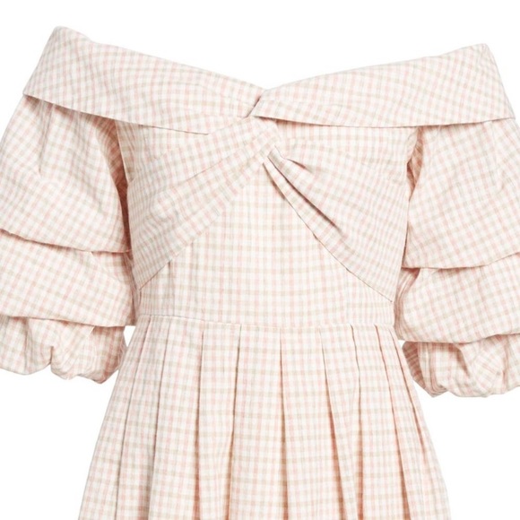 Chriselle x J.O.A. Checkered off-shoulder dress - Picture 3 of 6